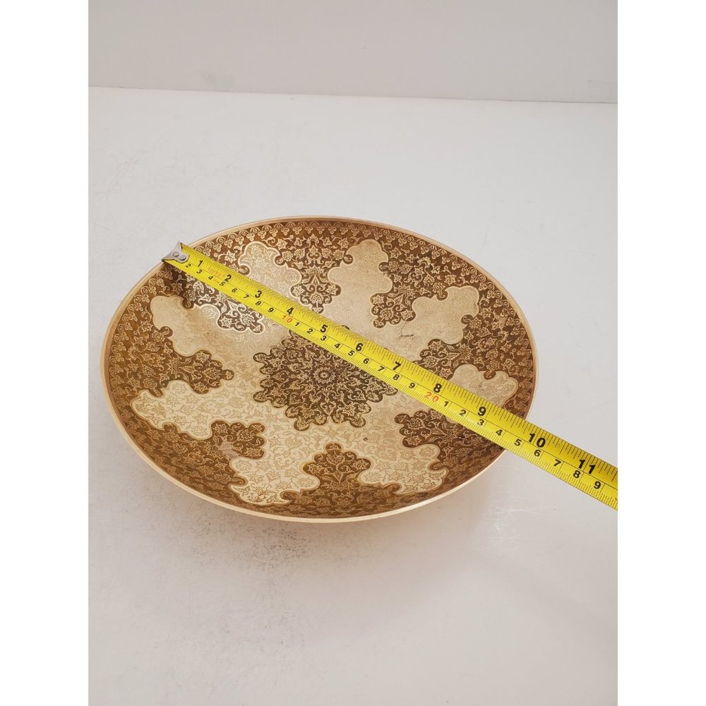 Vintage Embossed/Engraved Enamel Painted Brass Bowl - Bowl / Plate / Dish || - Picture 8 of 10